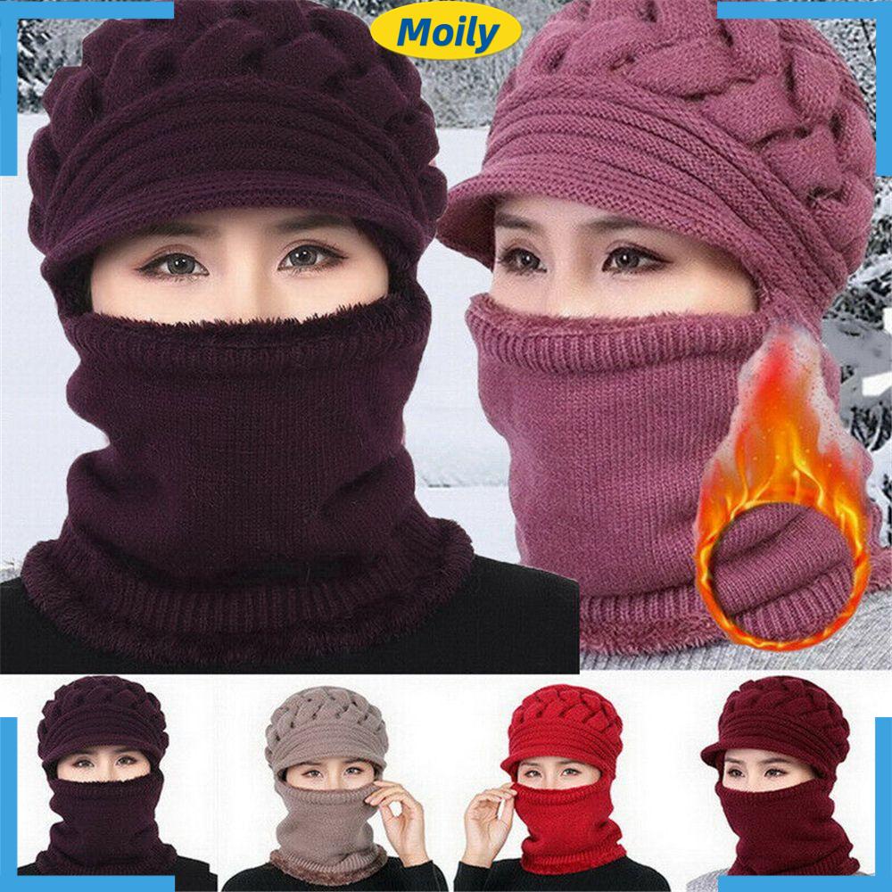 Mũ Trùm Đầu Có Khăn Quàng Cổ Chống Gió Ấm Áp Thời Trang Nữ Mùa Đông