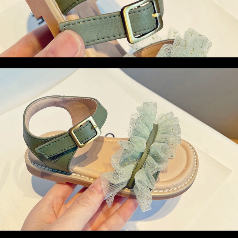 Xăng đan Công Chúa Đế Mềm Phối Ren Thời Trang Mùa Hè 2023 Cho Bé Gái