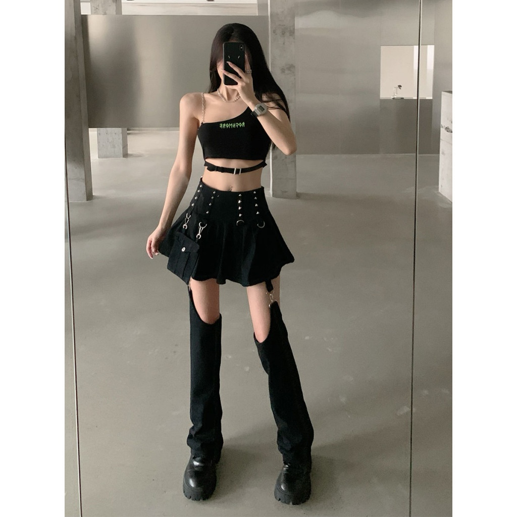 Set Áo Váy Denim Ngắn Y2k Phong Cách Ngọt Ngào Thời Trang Mùa Hè Cho Nữ