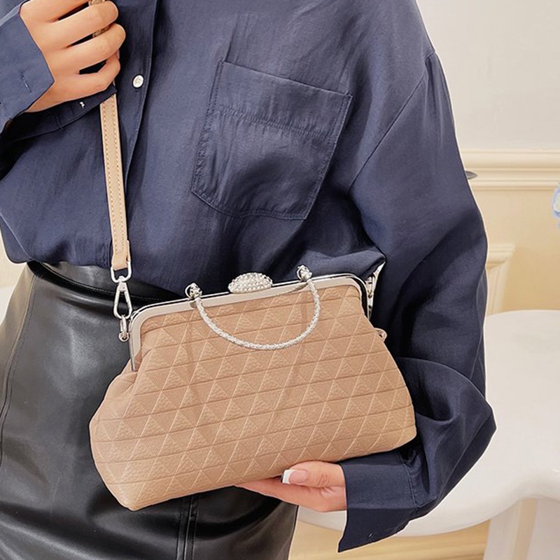 Túi Xách Đeo Vai Có Kẹp Màu Vàng Kim Phong Cách Âu Mỹ Cổ Điển Thời Trang Cho Nữ