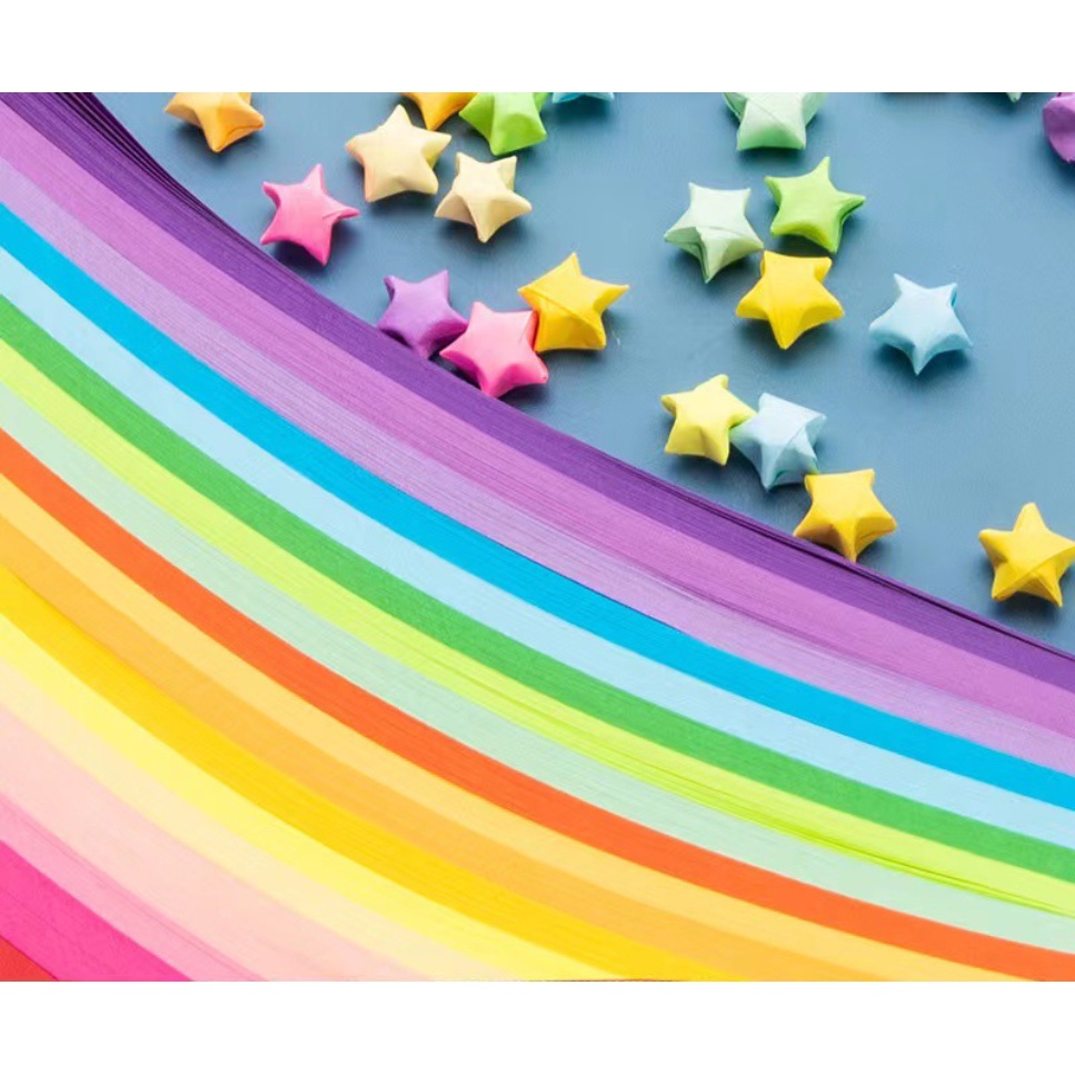 Bộ 540 Giấy Xếp Origami Hình Cầu Vồng Ngôi Sao May Mắn