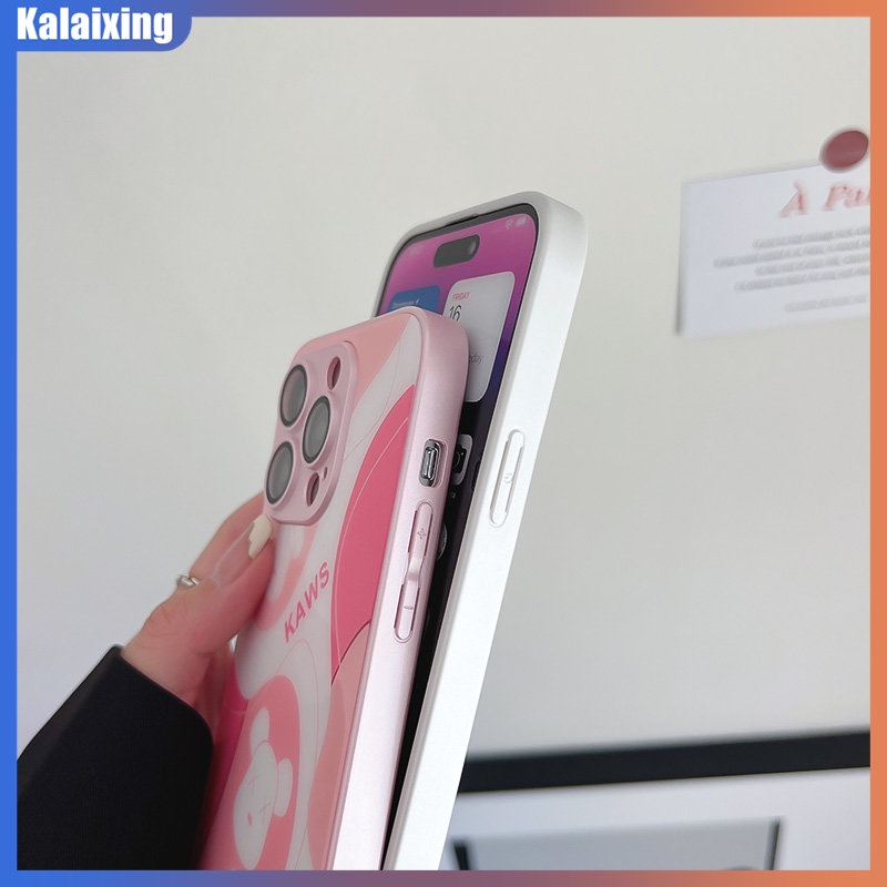 Ốp Điện Thoại Kính Cường Lực In Hình KAWS Đáng Yêu Cho iPhone 14 Pro Max 14 Plus 13 12 Promax