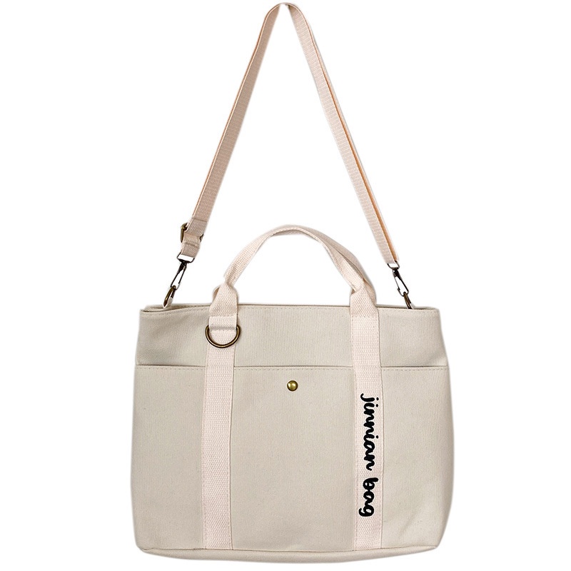 MISCHA Túi Xách canvas Màu Trơn Sức Chứa Lớn Phong Cách Nhật Bản Mới Cho Nữ