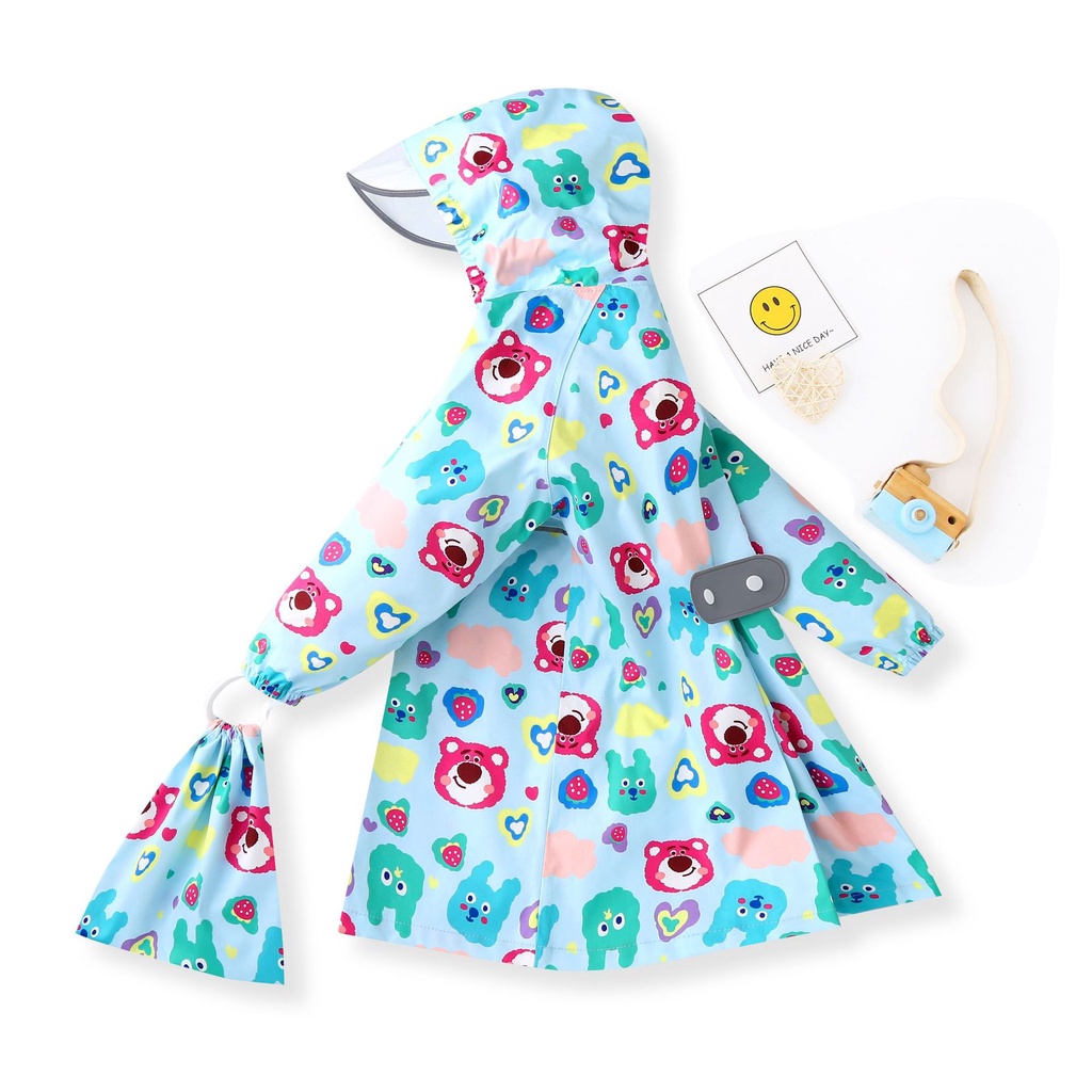 Áo Mưa In Hình Gấu Hoạt Hình Trọng Lượng Nhẹ Chất Lượng Cao Cho Bé Gái