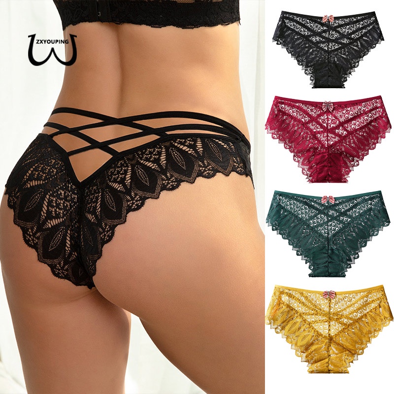 Quần Lót Ren Không Đường May Lưng Cao Thoáng Khí Nhanh Khô Chống Chảy Xệ Đính Nơ Quyến Rũ Cho Nữ