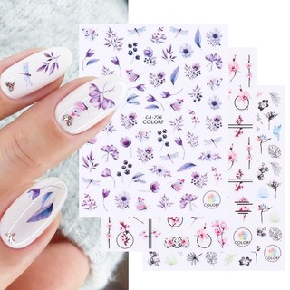 Sticker dán móng hoạ tiết hoa lá nhiều màu sắc