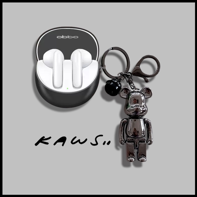 Vỏ Bảo Vệ Hộp Sạc Tai nghe không dây Oppo enco air 3 / air 2 pro Bằng Silicon Màu Trơn Kèm Móc Treo Hoạt Hình Dễ Thương