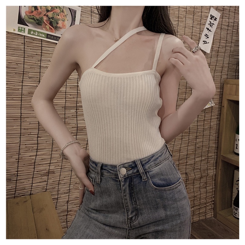 Áo Croptop Dệt Kim Trễ Vai Thiết Kế Mới Quyến Rũ Cho Nữ