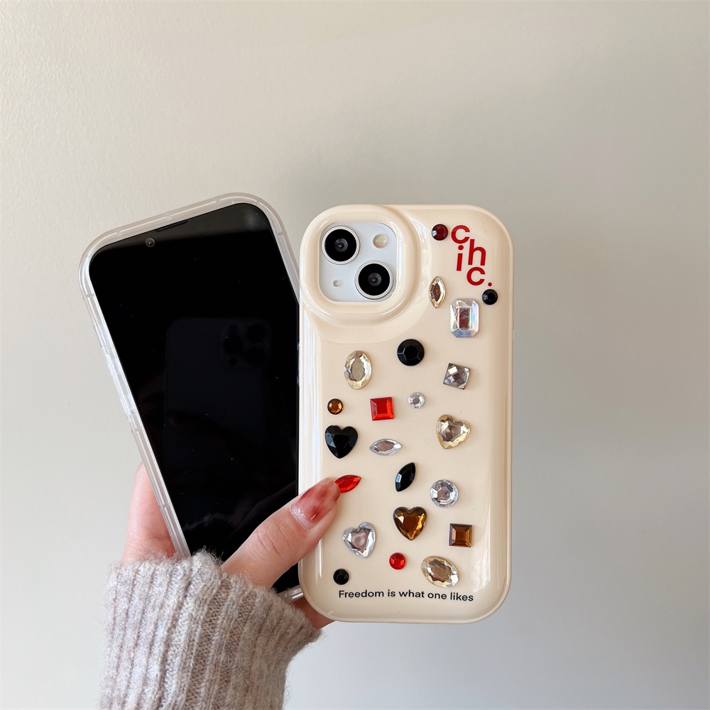 Ốp Điện Thoại TPU Silicon Mềm Chống Sốc Chống Rơi Đính Đá Kiểu Retro Đơn Giản Cho iphone 14 13 12 11 Pro Max