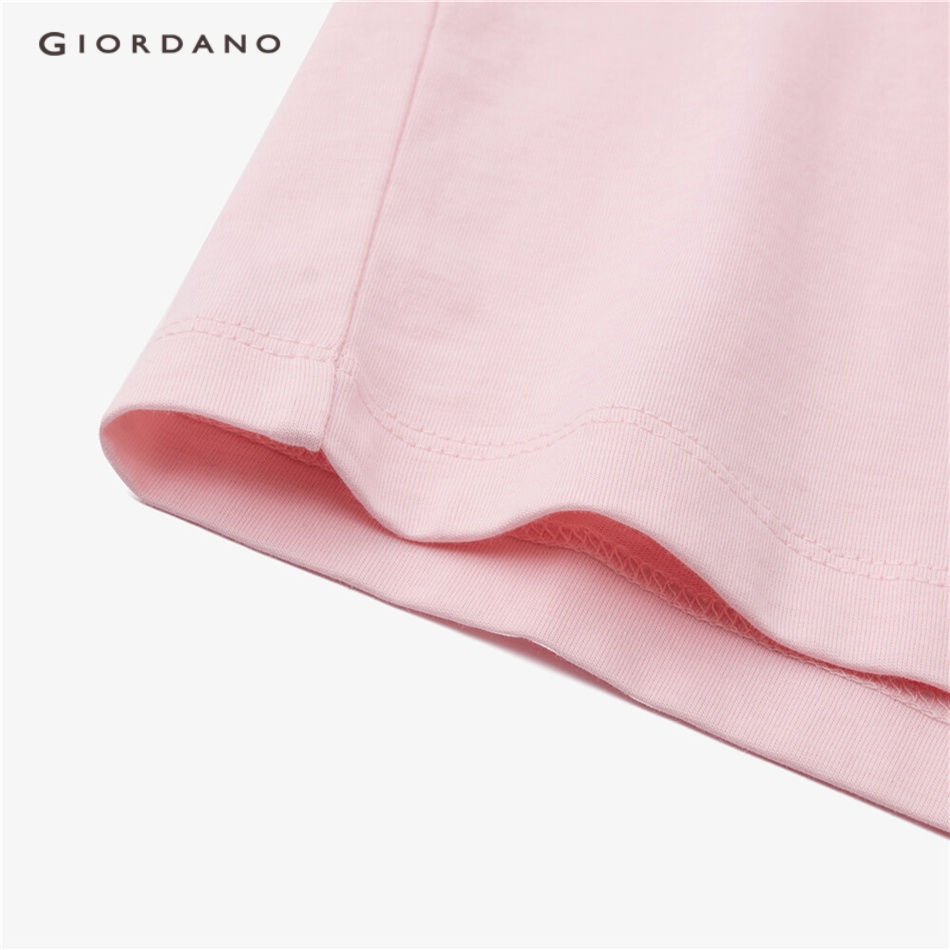 Áo thun GIORDANO 05323385 tay ngắn cổ henley màu trơn cho nữ