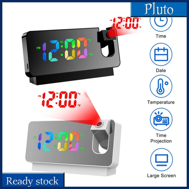 Mới 1 Bộ Đồng Hồ Báo Thức Kỹ Thuật Số Dạng Xoay 180 Độ Có Đèn Led Không Ồn Dùng Trong Đêm