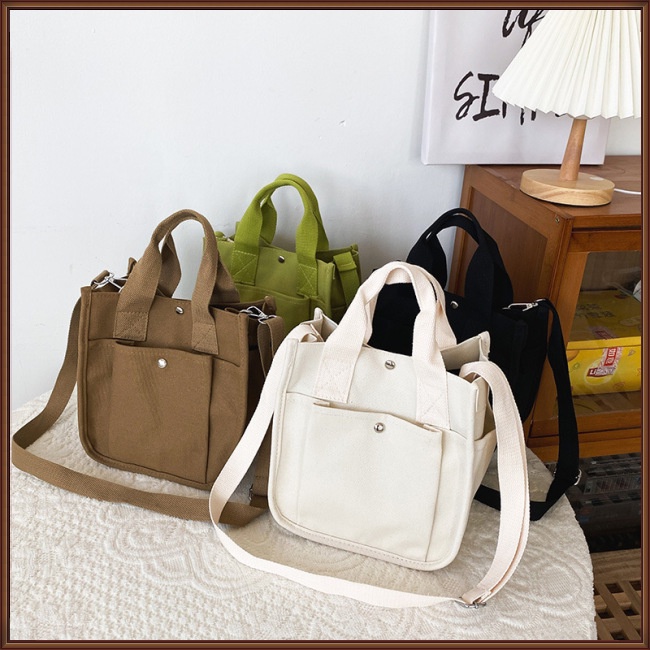 Túi Xách Canvas Cỡ Lớn Màu Sắc Đơn Giản Phong Cách Retro Cho Nữ