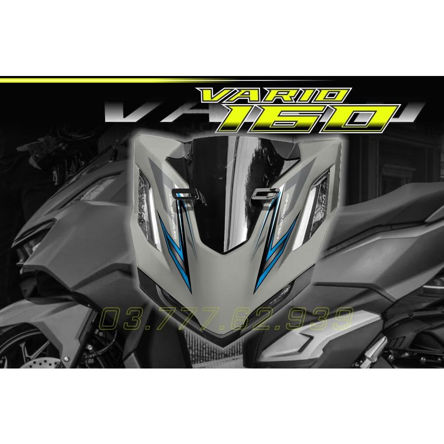 Tem rời Vario 160 xe xám xi măng - tem xanh đen đơn giản - tem cao cấp không bay màu
