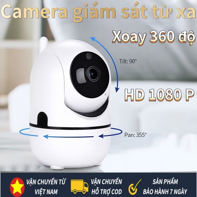 [Gửi trong ngày] Camera wifi giám sát từ xa HD Đêm nhìn gia đình Camera báo động 1080p , Xoay 360 độ