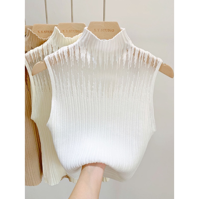 Áo Croptop Sát Nách Cổ Lọ Thiết Kế Khoét Quyến Rũ