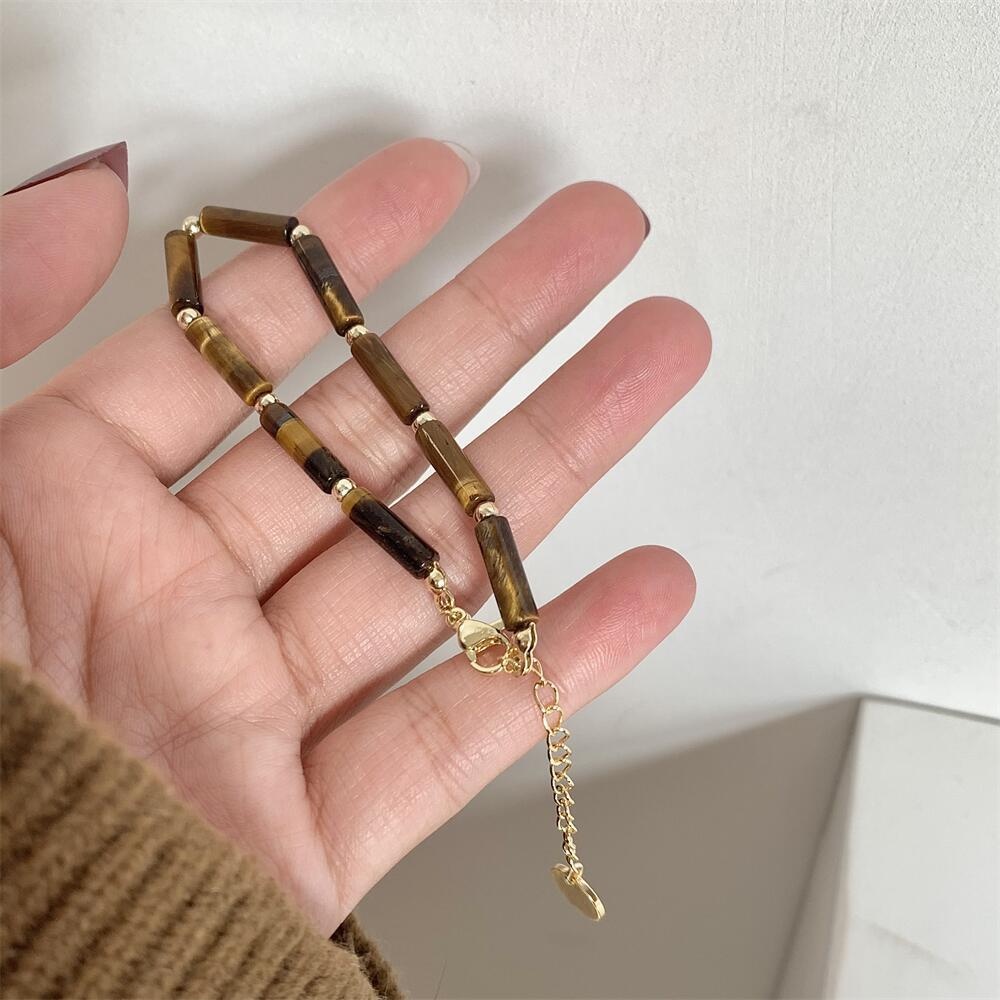 Vòng Tay Đá Nâu Tự Nhiên Đơn Giản Phong Cách Trung Hoa Dành Cho Nam Nữ