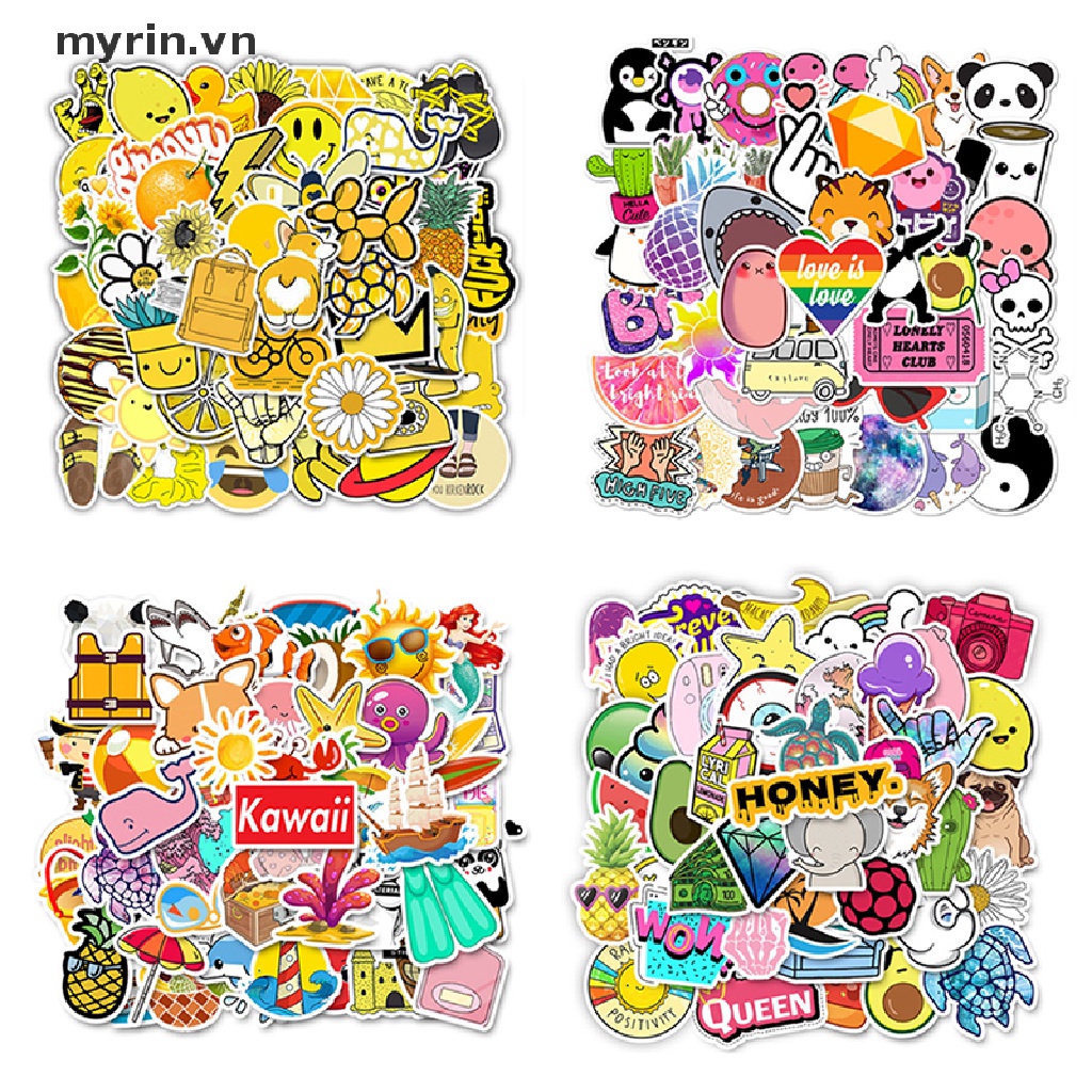 Set 50 Miếng Dán Anime Trang Trí Ván Trượt / Va Li