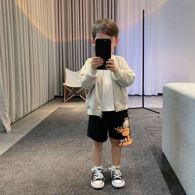 Quần Short Bé Trai Dễ Thương Cá Tính,Quần Short Họa Tiết Mèo Garfield Hoạt Hình Ba Chiều Giản Dị Dành Cho Bé Trai