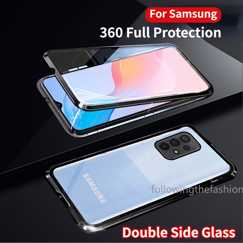 Ốp Điện Thoại Kính Cường Lực Hai Mặt Nắp Lật Xoay 360 Độ Cho Samsung Galaxy A32 4G A52 A52s A72 5G A53 A33 A13° Ốp Điện Thoại Chống Sốc Bảo Vệ Toàn Diện Cho Iphone