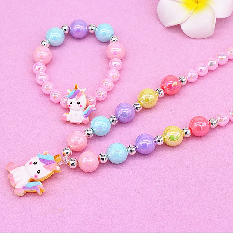 Set 2 / 6 Món Trang Sức Gồm Vòng cổ / Vòng Tay / Nhẫn / Bông Tai Hình Kỳ Lân Dễ Thương Cho Bé Gái