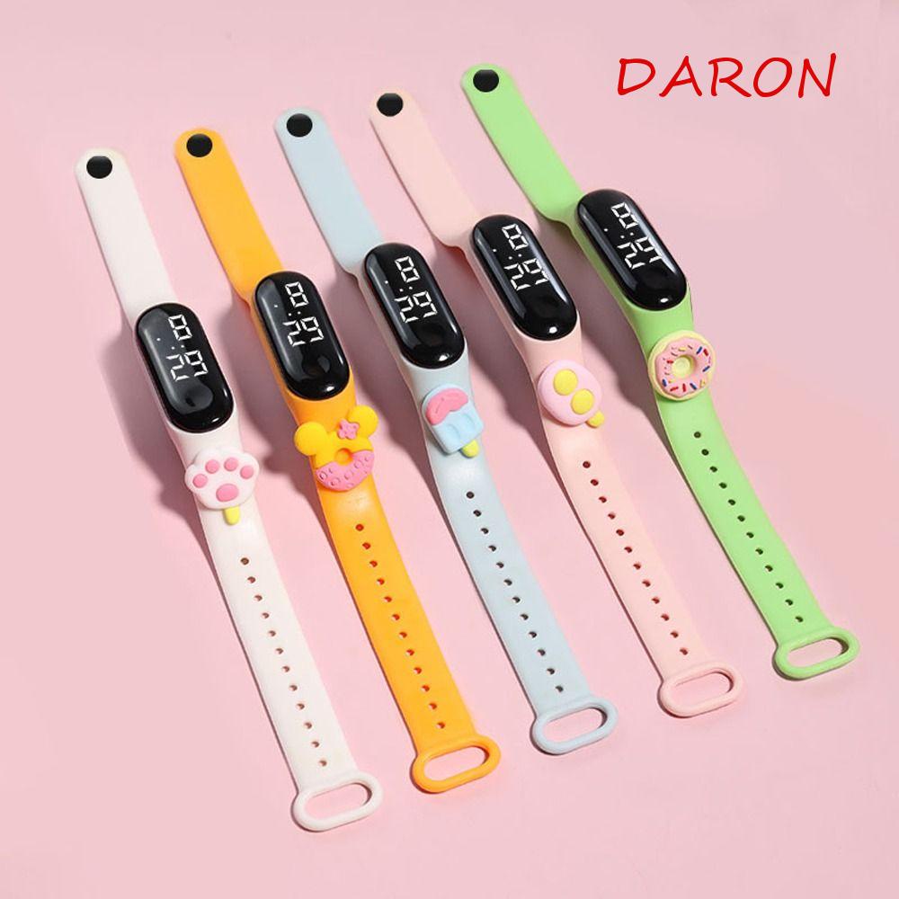 Đồng Hồ Điện Tử Đeo Tay Hình Cây Kem / Thỏ / Vịt Hoạt Hình Chống Nước Có Đèn LED Dễ Thương Cho Bé Gái