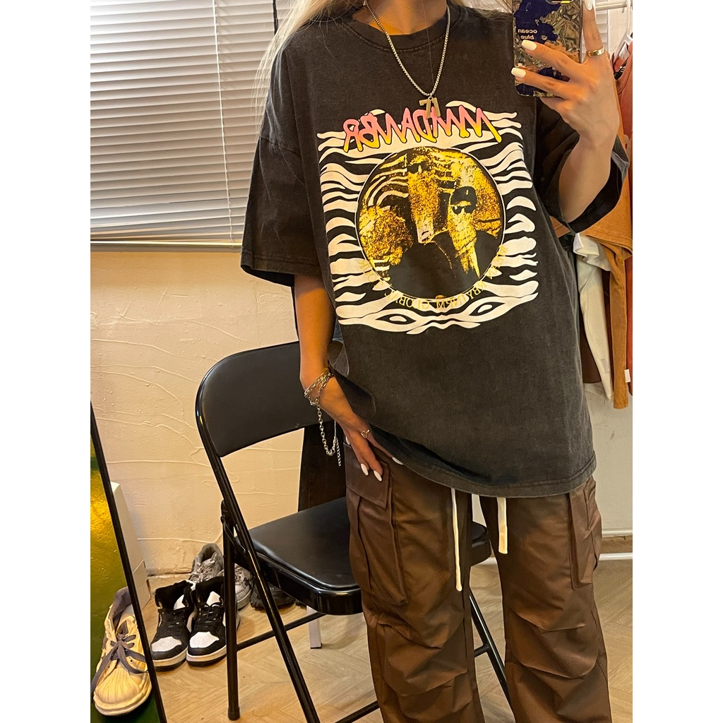 NRVP Áo Thun 100% Cotton Tay Ngắn Dáng Rộng In Họa Tiết Độc Đáo Phong Cách Hàn Quốc Thời Trang Cho Nam Và Nữ