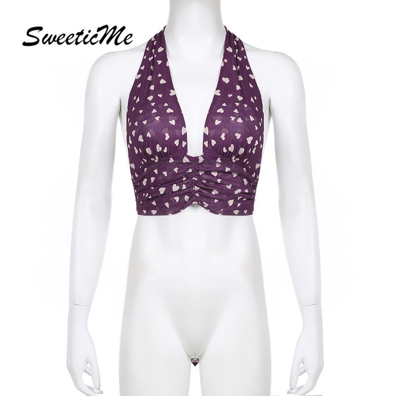 Áo Không Tay Cổ Chữ V Hở Lưng Dáng Ôm In Họa Tiết Thời Trang 2023 Dành Cho Bạn Nữ