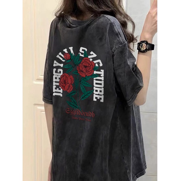 NRVP Áo Thun 100% Cotton Tay Ngắn Dáng Suông In Họa Tiết Hoạt Hình Phong Cách Hàn Quốc Cho Nữ