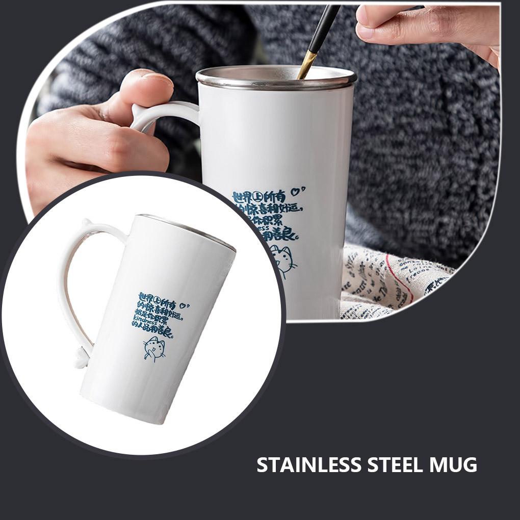 Cốc Uống Nước Bằng Thép Không Gỉ Đa Năng Có Tay Cầm Có Thể Tái Sử Dụng