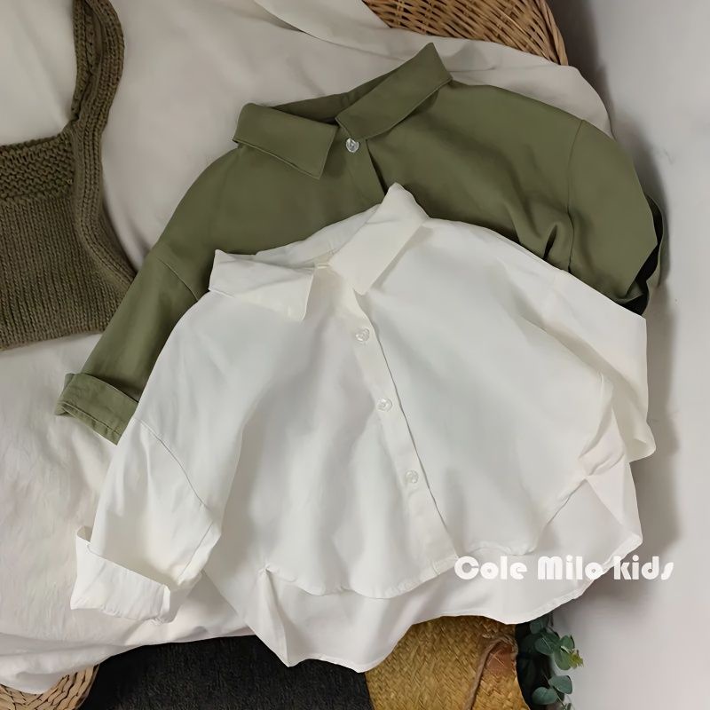 Áo Sơ Mi Cotton Lanh Dáng Rộng Phong Cách Mori Hàn Quốc Thời Trang Xuân Thu Dành Cho Bé Trai Bé Gái