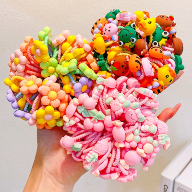 10 PCS/Set Children's Flower Rubber Band Hair Ring Cute High Elastic Hair Rope for Girls