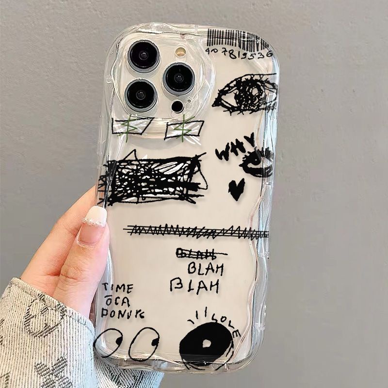 ✅Ốp Điện Thoại Mềm Trong Suốt Viền Cong Họa Tiết Graffiti Cho iPhone14 / 13promax 12 / 11 7 / 8p xs / xr