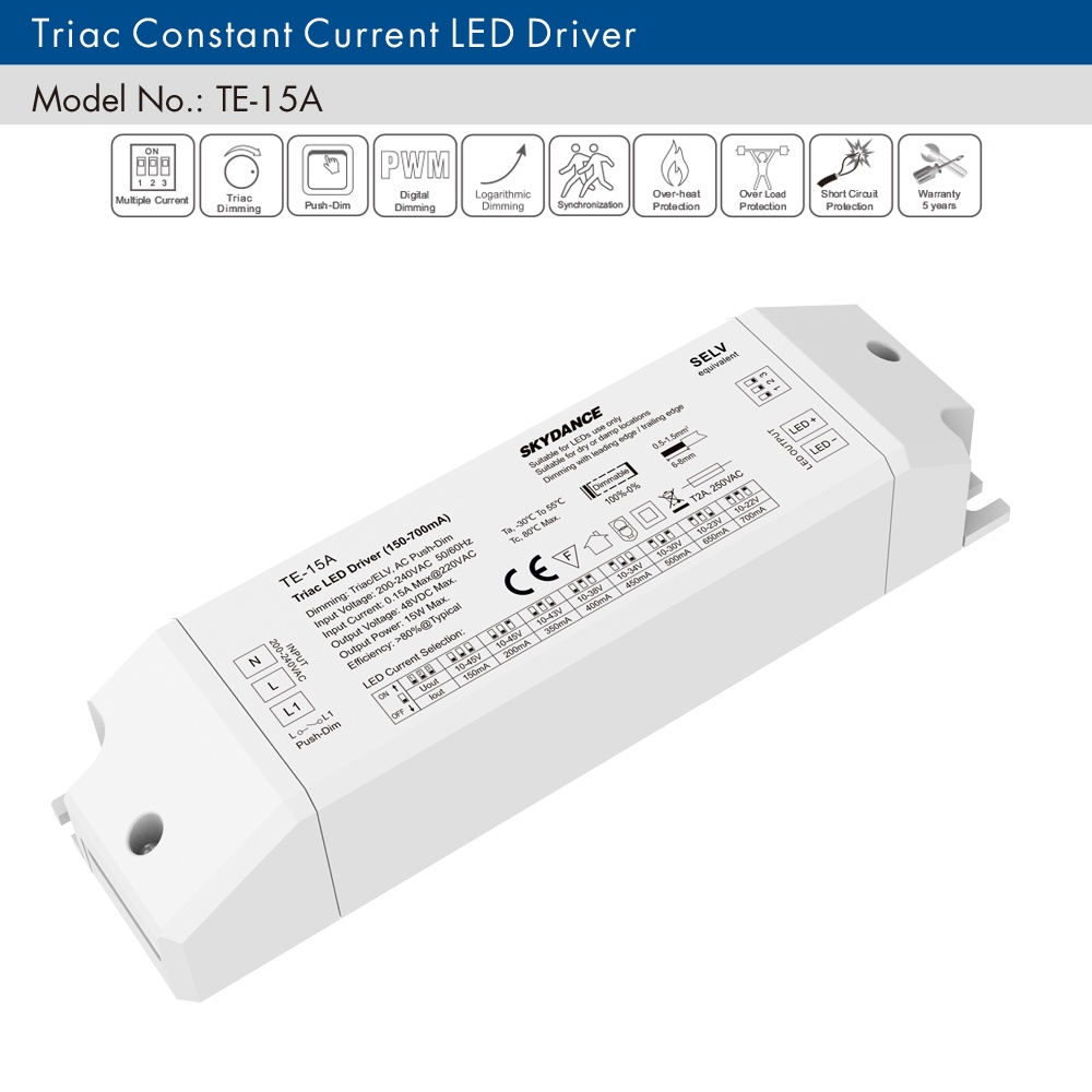 Trình Điều Khiển Điều Chỉnh Độ Sáng Đèn Led TE-15A / 25A / 36A 200-240V 15-36W 150-1200mA