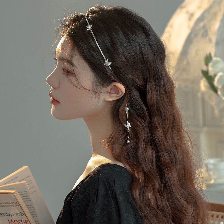 Băng Đô Cài Tóc Bằng Kim Loại Đính Đá Thời Trang Hàn Quốc Cho Nữ