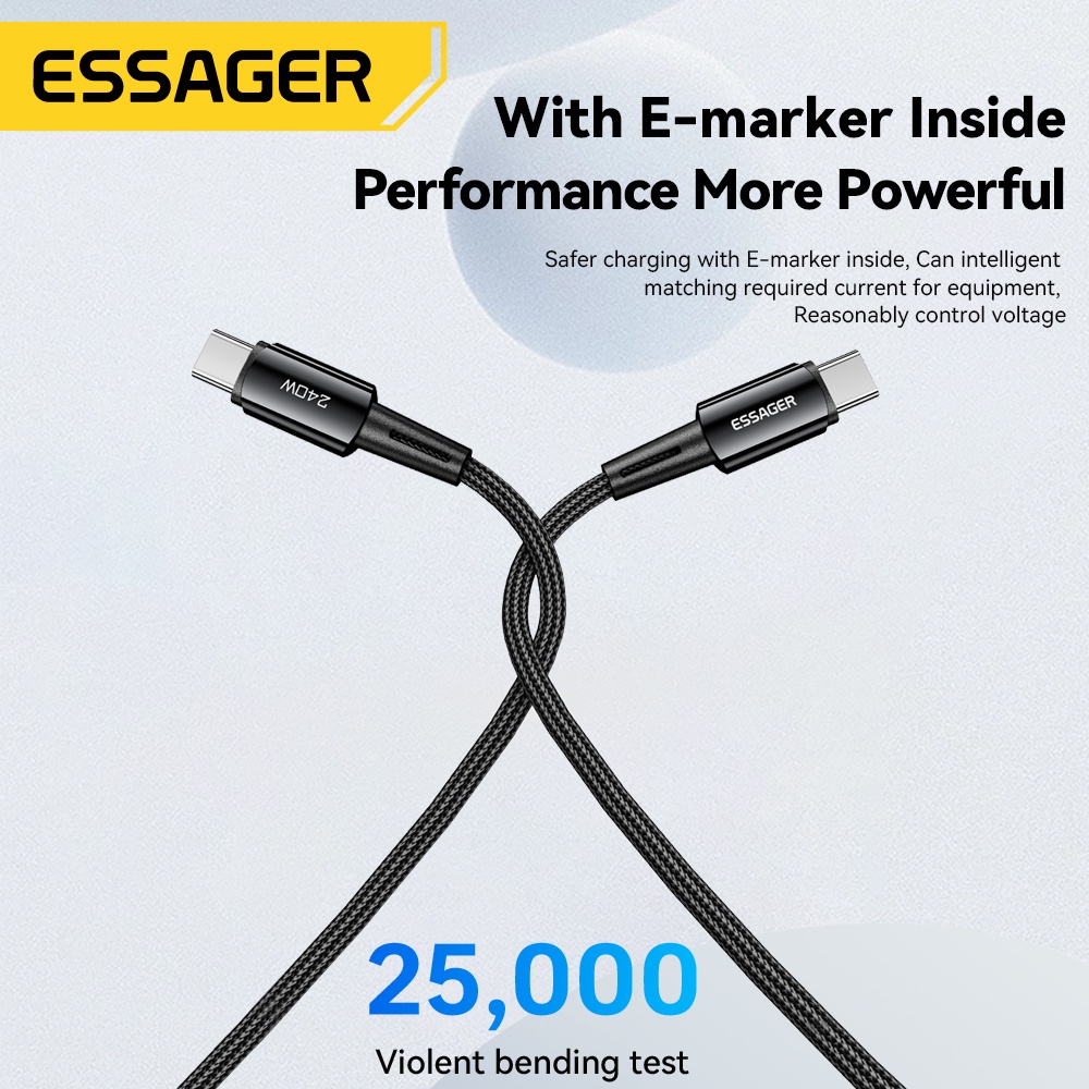 Essager Dây Cáp Sạc Nhanh usb Loại c 240w PD3.1 Cho Điện Thoại Huawei Samsung