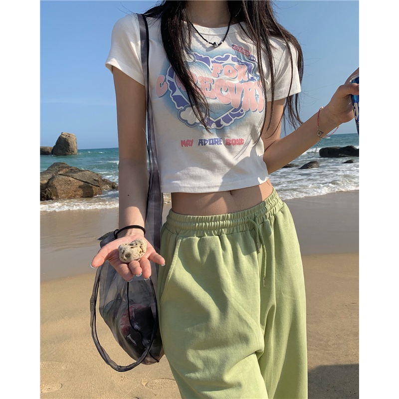 NZN Áo Thun Tay Ngắn In Hình graffiti Phong Cách Mỹ Thời Trang Mùa Hè Cho Nữ