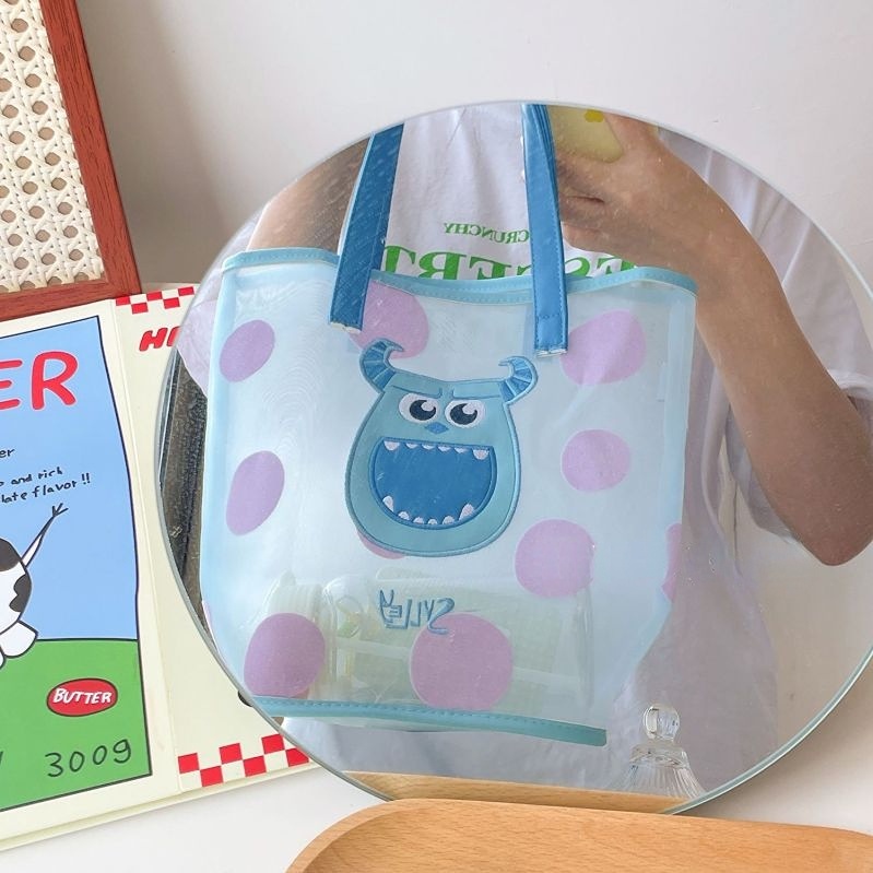 Túi Xách Đeo Vai Sức Chứa Lớn Họa Tiết Gấu Và Dâu Tây Dễ Thương