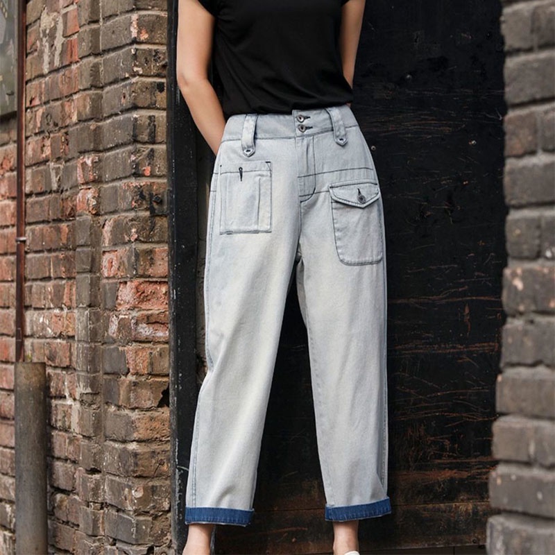 Quần Jeans Form Rộng Phối Túi Thời Trang Cá Tính Cho Nữ