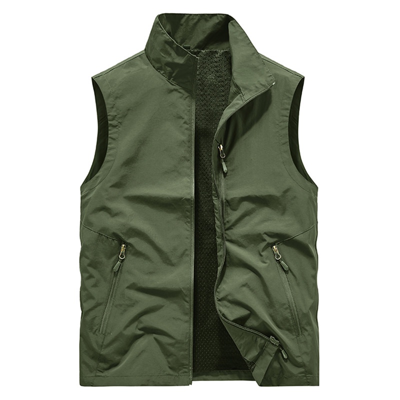 Áo Vest Lưới Mỏng Màu Trơn Cổ Đứng Thoáng Khí Thời Trang Xuân Thu 2023 V-8856-St Cho Nam Áo Khoác Vest Không Tay Thời Trang Công Sở Thanh Lịch