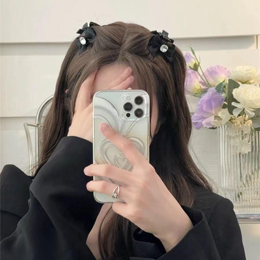 Kẹp Tóc Nơ Mini Bằng Vải Satin Dễ Thương Phong Cách Hàn Quốc Y2K