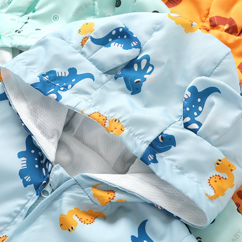 Áo Khoác Chống Nắng Thoáng Khí Có Khóa Kéo In Họa Tiết Khủng Long / Thỏ Dễ Thương Cho Bé 0-4 Tuổi