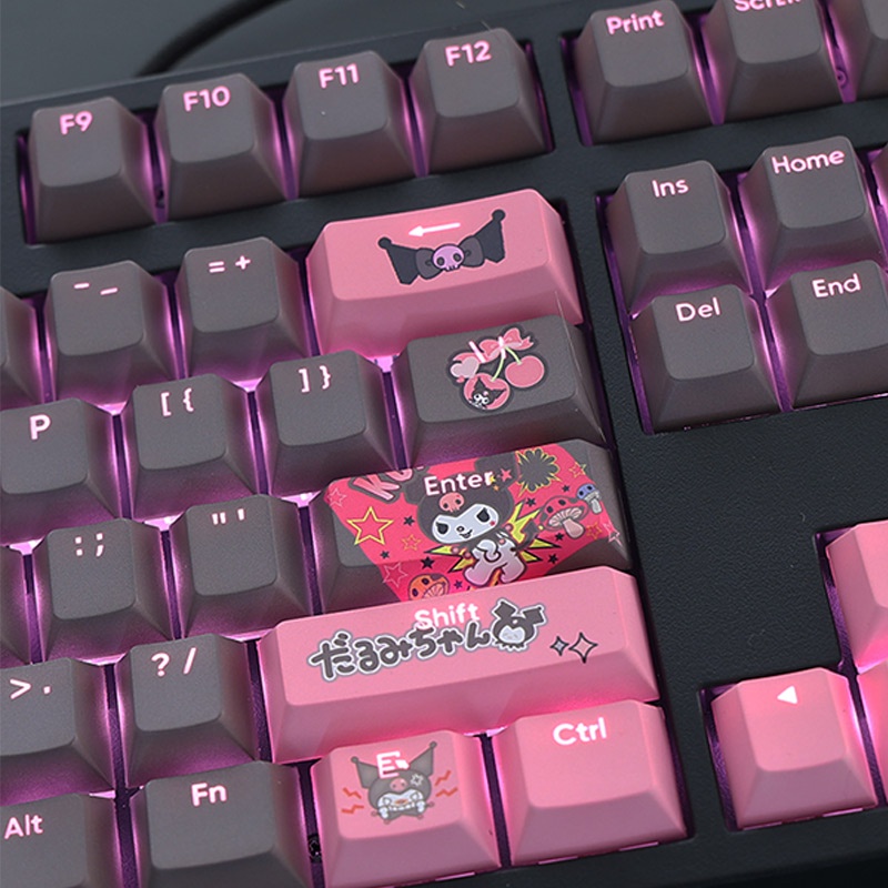 SANRIO Set 108 Nút Bàn Phím Cơ PBT Họa Tiết Kuromi Dễ Thương