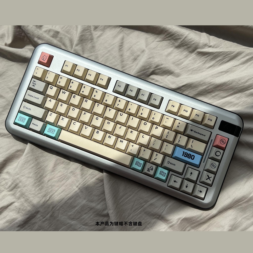 Bộ keycap Retro 1980 nhựa PBT cao cấp, nút phím lắp cho bàn phím cơ phối màu retro cổ điển - Kicap