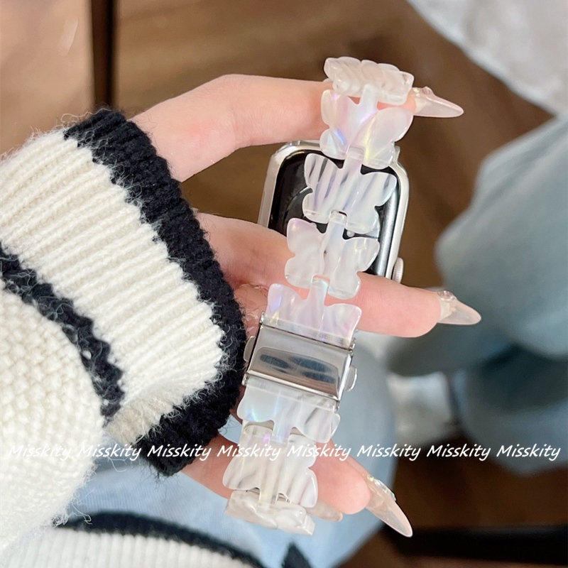 Dây Đeo Bằng Nhựa Hình Bướm Cho Đồng Hồ Thông Minh Apple Watch Ultra Se S8 S7 S6 5 4 3 2 Se