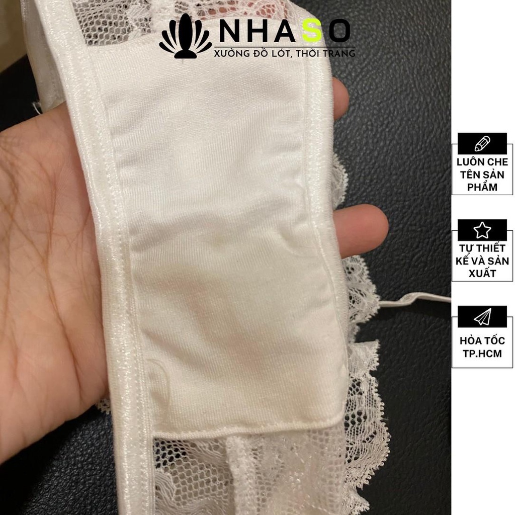 Bộ đồ lót ren 🔥NS022 hoa gân trắng đỏ da không gọng mút vừa gợi cảm quần cánh tiên Nhà Sò