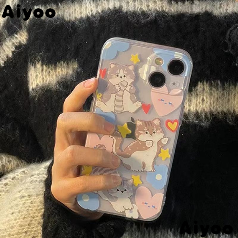 ✅Ốp Điện Thoại Mềm Trong Suốt Hình Mèo Dễ Thương Cho iPhone 14 13Promax 12 11 XS / 8p / XR 7pins