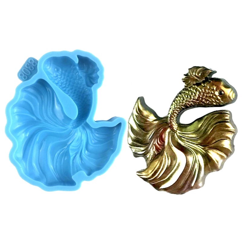 Khuôn Silicone Làm Móc Khóa Hình Trái Dâu / Bắp / Cá Vàng Có Lỗ Treo Chì