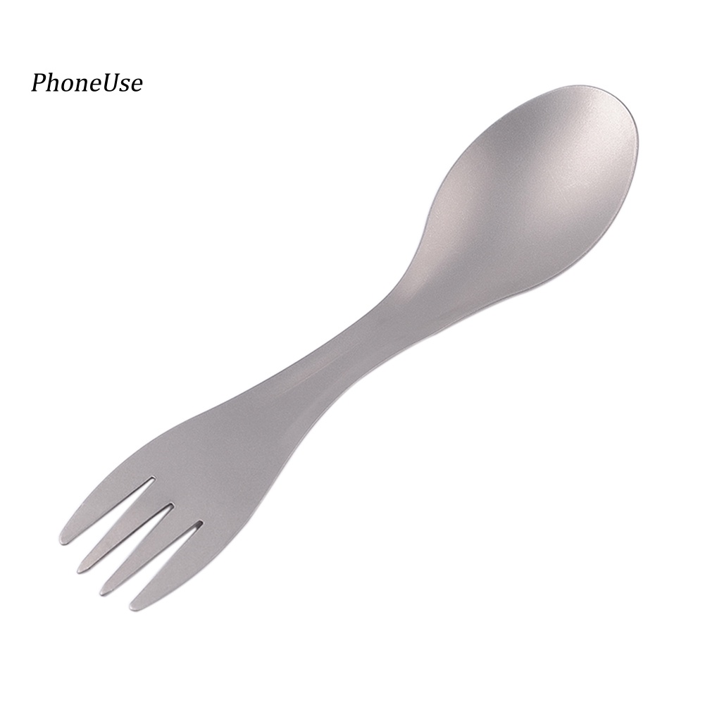 Muỗng Nĩa Hai Đầu Bằng Da PU Và Titan Dùng Cho Cắm Trại Ngoài Trời