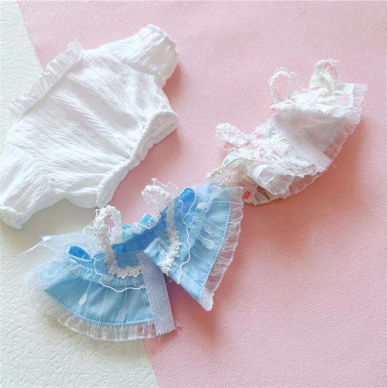 Bộ Áo Khoác + Đầm Yếm Cotton Xinh Xắn Dành Cho Búp Bê 20cm