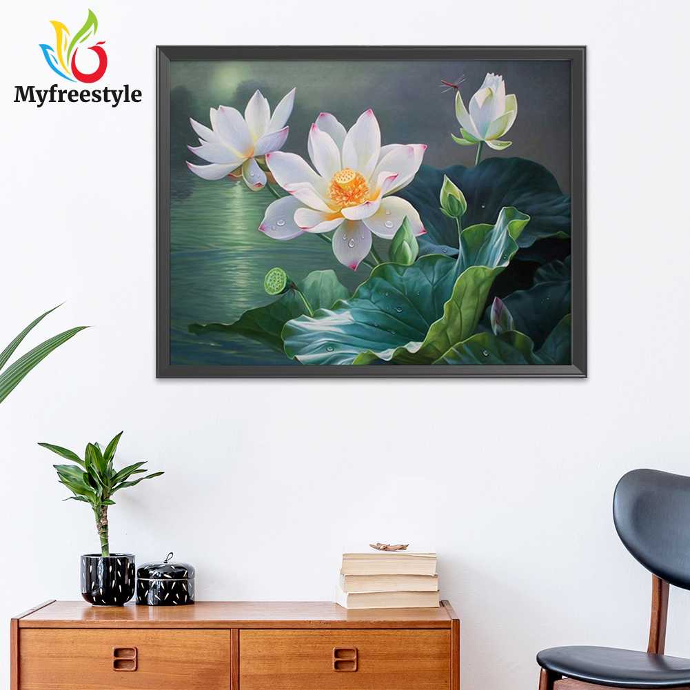 50*40CM Bộ Tranh Thêu Chữ Thập Tự Làm Hình Hoa Sen 50X40Cm 11Ct (Jl187 A)